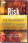 Risk management and sahreholder's value in banking.. 9780470029787