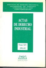 Actas de derecho industrial y derecho de autor. Tomo XIV (1991-1992). 9788472481626