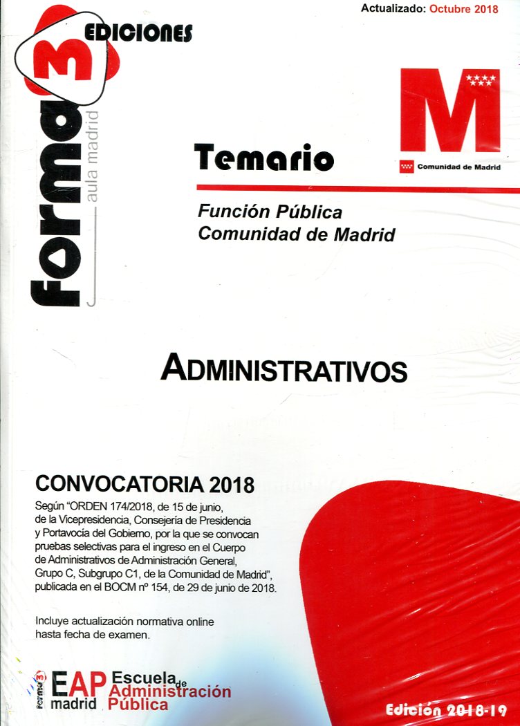 Temario función pública Comunidad de Madrid . 9788492771455