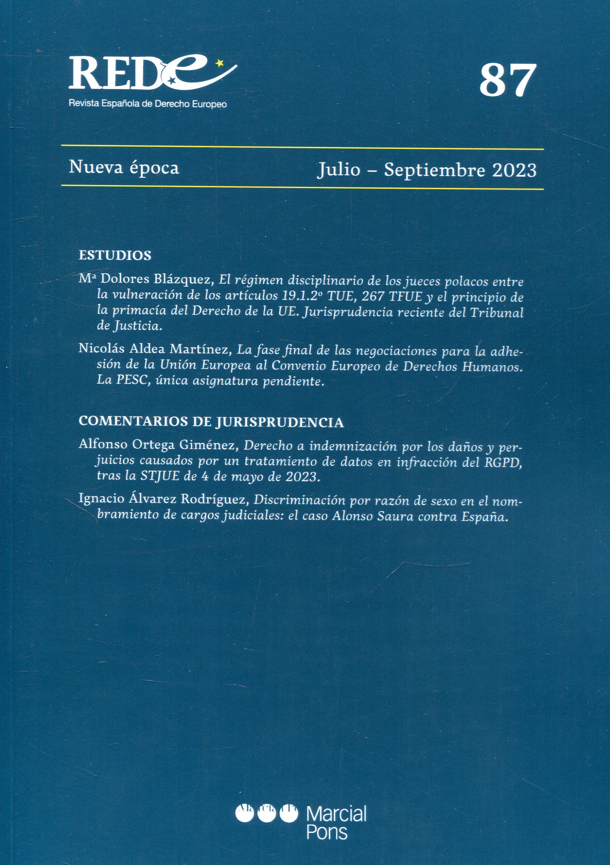 Revista Española de Derecho Europeo, Nº 87, Nueva época Julio-Septiembre 2023. 101105845