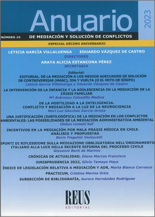 Anuario de Mediación y Solución de Conflictos, Nº 10, año 2023