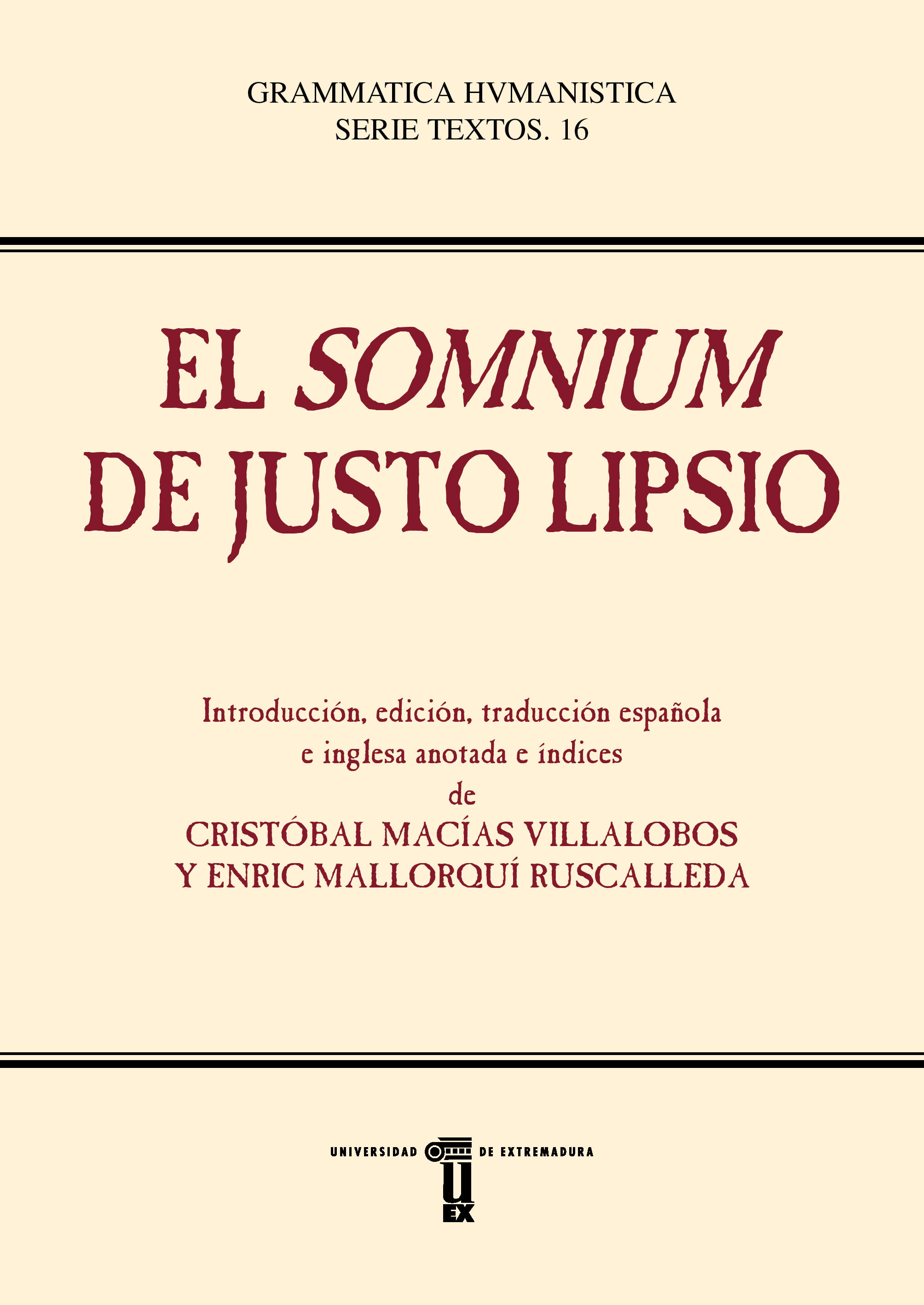 El 'Somnium' de Justo Lipsio. 9788491272281