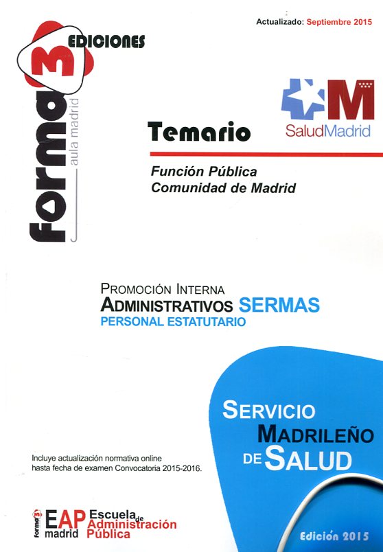Temario función pública Comunidad de Madrid. 9788492771349