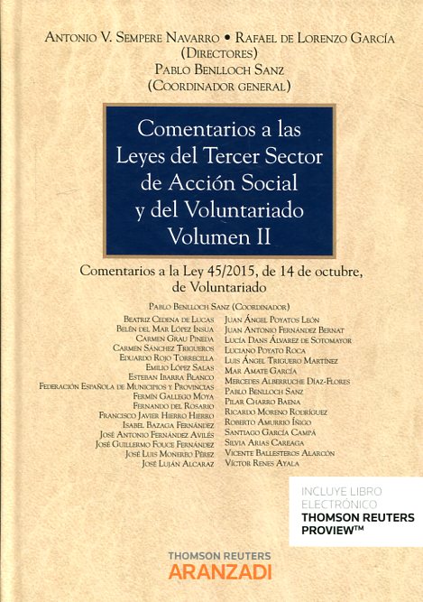 Comentarios a las leyes del tercer sector de acción social y del voluntariado. 9788491350217