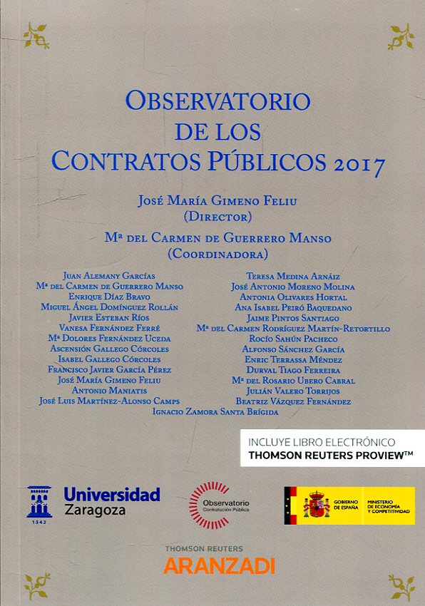 Observatorio de los contratos públicos 2017. 9788413082776