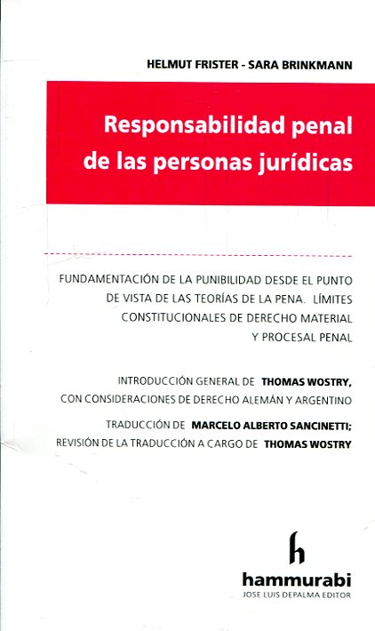 Responsabilidad penal de las personas jurídicas. 9789507419201