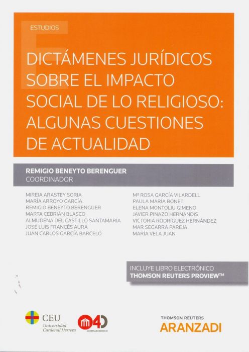 Dictámenes jurídicos sobre el impacto social de lo religioso. 9788413081410