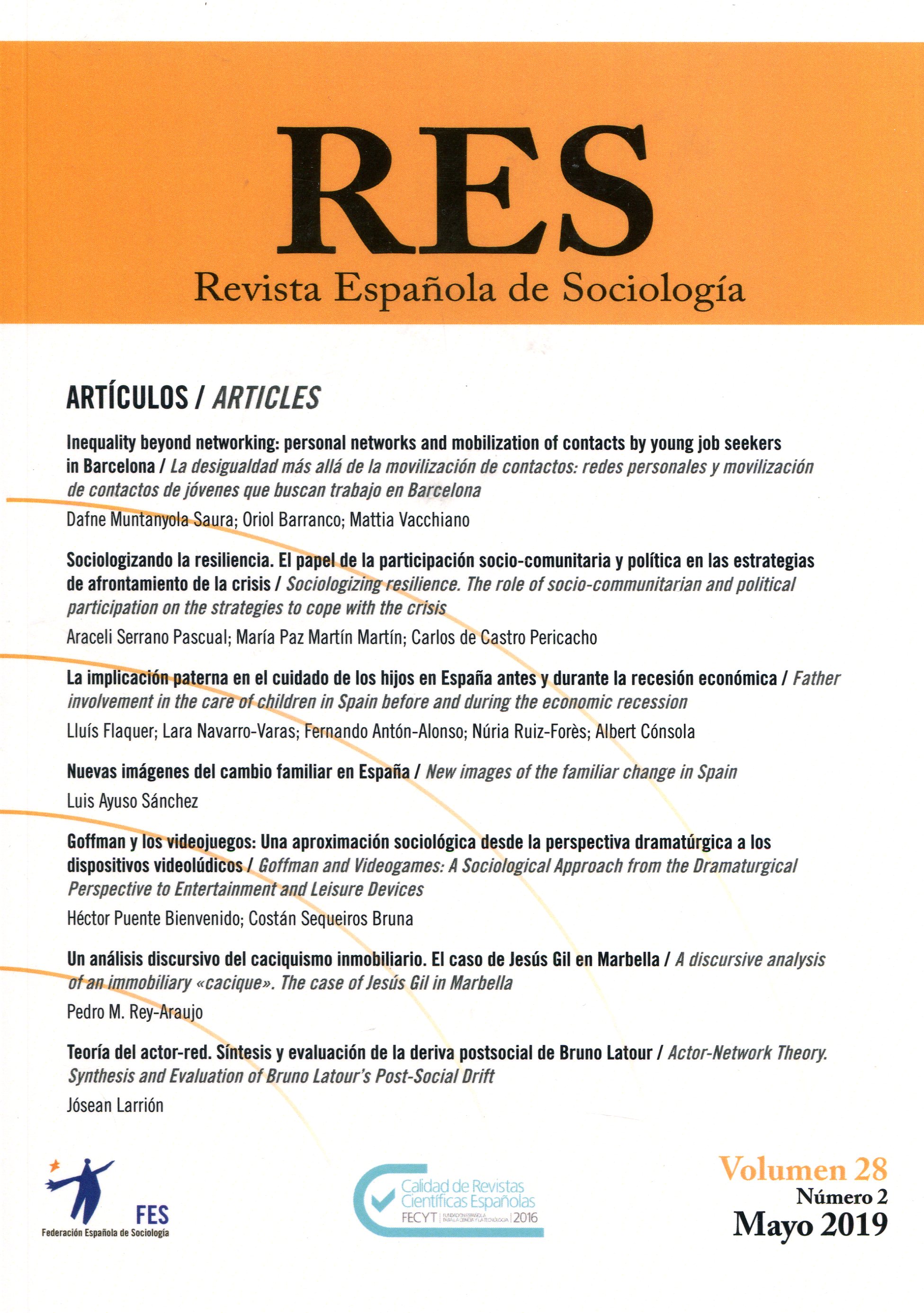 RES. Revista Española de Sociología, Nº 28-2, año 2019. 101033002
