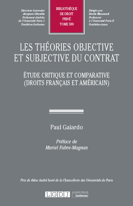 Les théories objective et subjective du contrat. 9782275073095