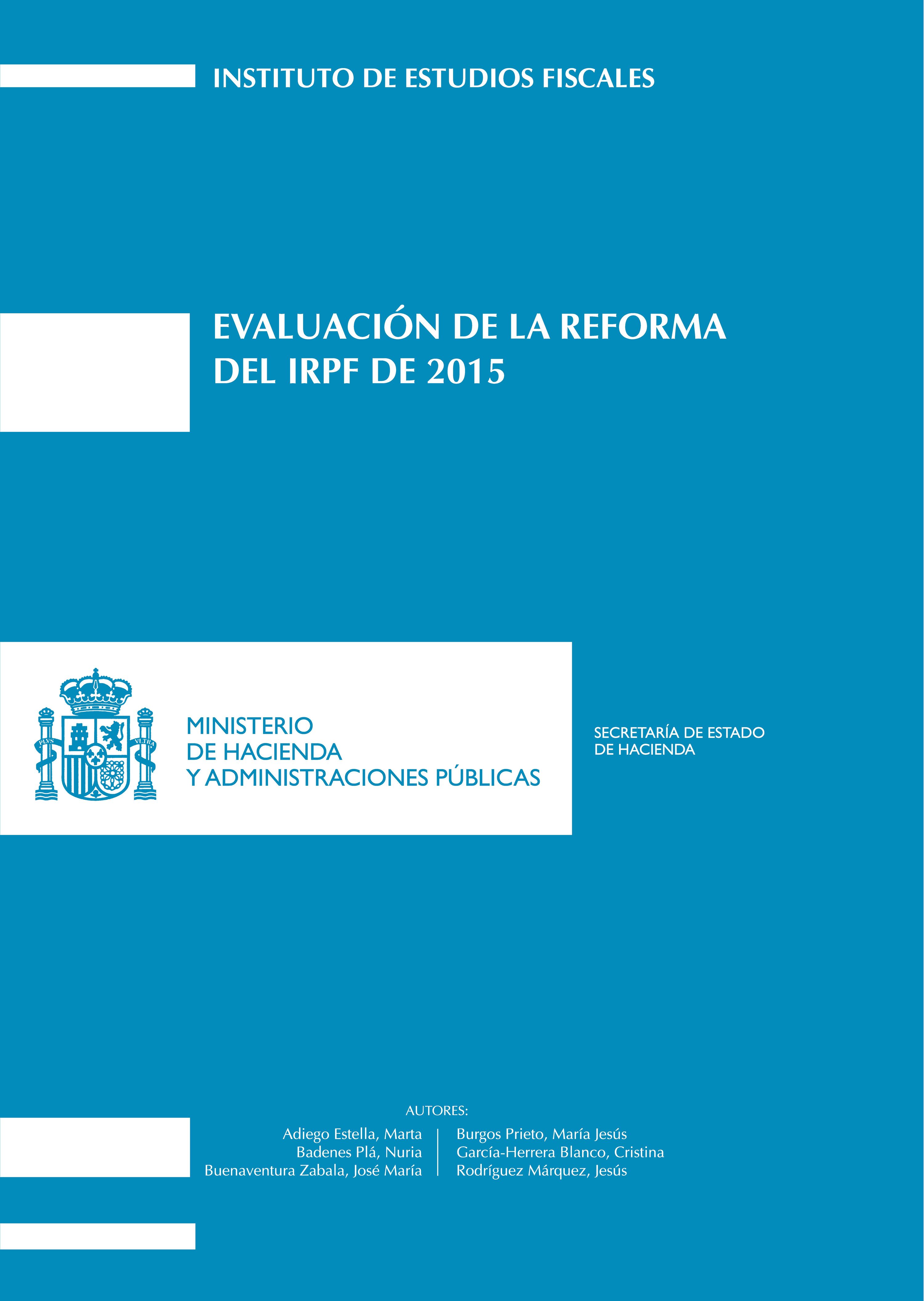 Evaluación de la reforma del IRPF de 2015. 9788480083812