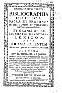 Bibliographia critica sacra et prophana. 9788495283665